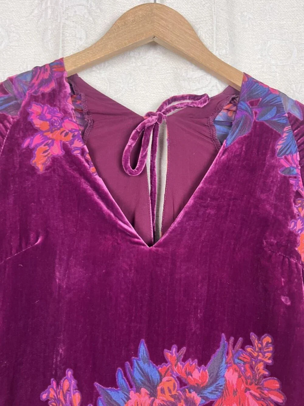 Free People Misha Velvet Burnout Dress Fuchsia pink purple floral A-line flowy S